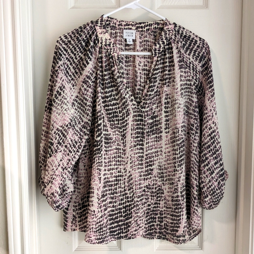 3/$10 Peyton Jensen Patterned 3/4 Sleeve Blouse